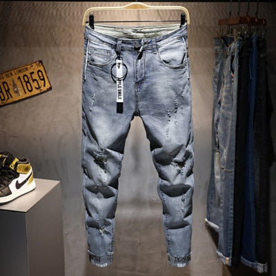 Men New Ripped Denim Casual Skinny jeans Trousers