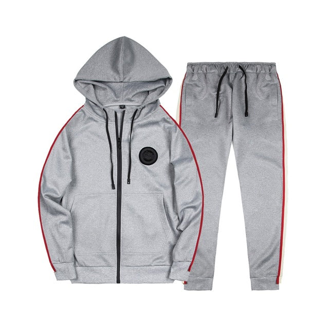 Autumn Men Set 2018 Sportswear Suit Hooded Sweatshirt Tracksuit Men's Casual Solid Zipper Outwear 2PC Hoodies + Pants Sets Male