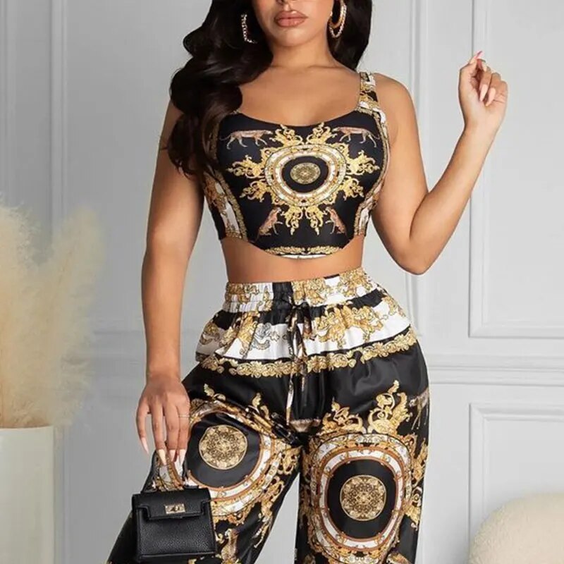 2022 Summer Women Black Clubwear Two Piece Suit Sets
