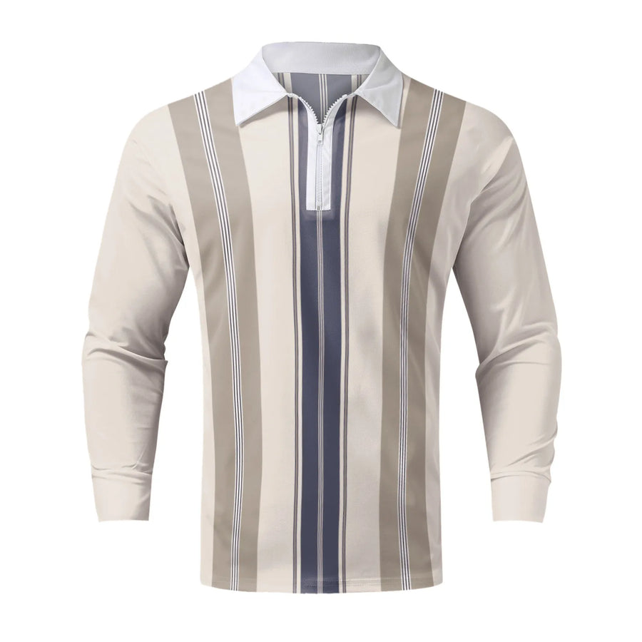 Men Lapel Zipper 3D Digital Printing Polo Shirts