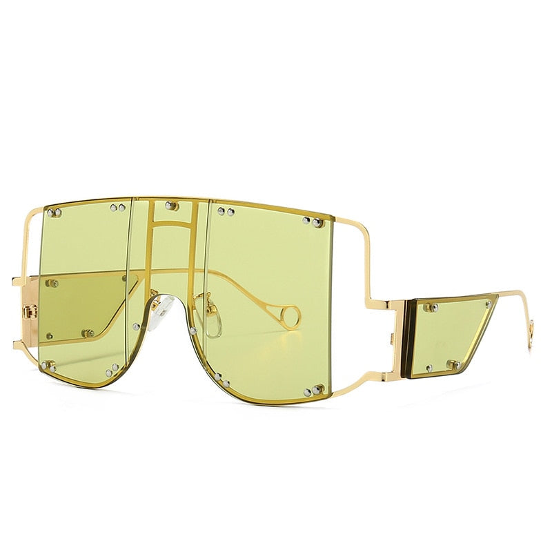 Oversized Rimless Sunglasses Punk Metal Women Vintage Luxury Brand Fashion Onepiece Men Sunglasses Gafas Glasses UV400