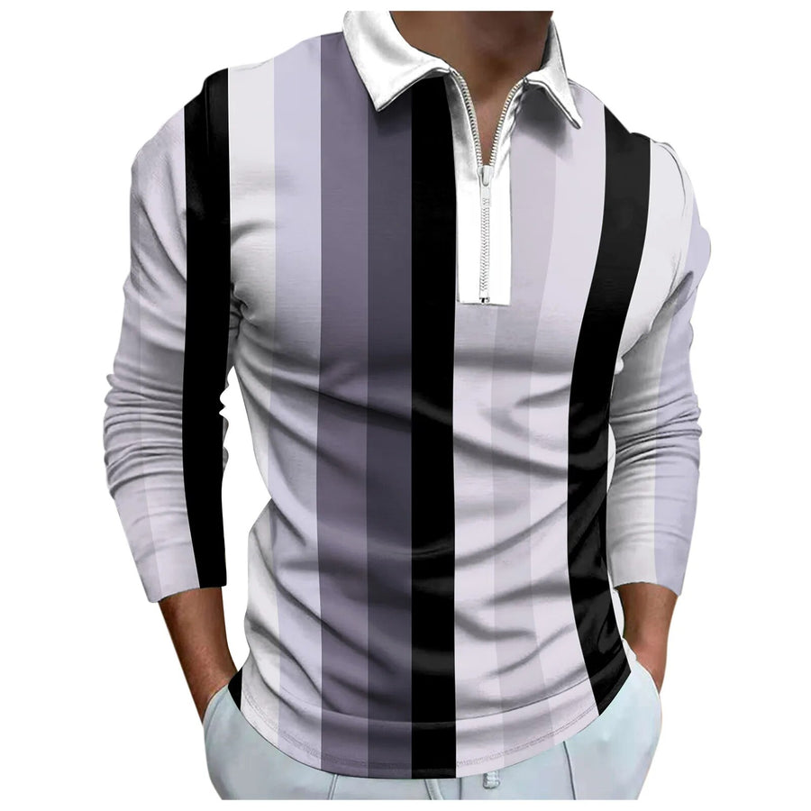 Men Lapel Zipper 3D Digital Printing Polo Shirts