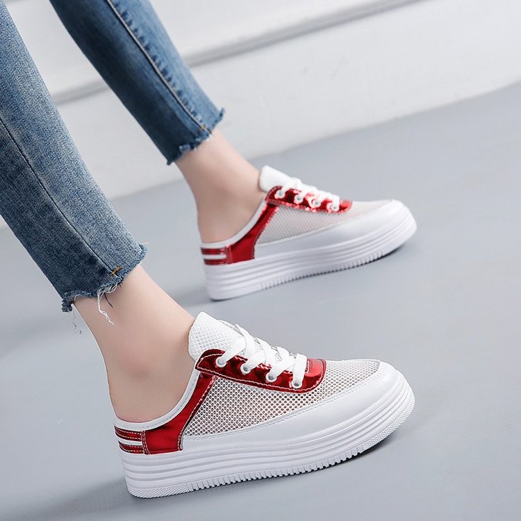 2022 Spring and Summer Half Slippers Female Hollow Out All-match Flat-bottomed Outer Penetration Air Bag Head Mesh Sandals