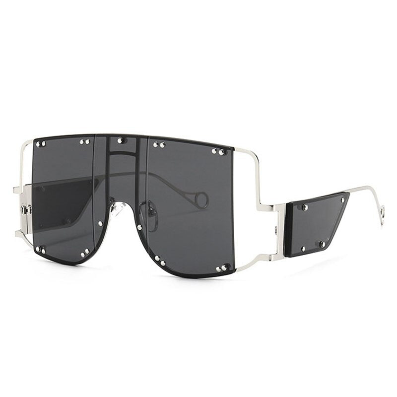Oversized Rimless Sunglasses Punk Metal Women Vintage Luxury Brand Fashion Onepiece Men Sunglasses Gafas Glasses UV400