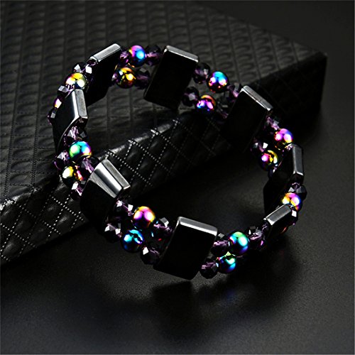 Elastic Beaded Bracelet - Natural Stone Yoga Beads Bracelet Charms Bangle for Men Women Lovers (Double Layer Colorful): Jewelry