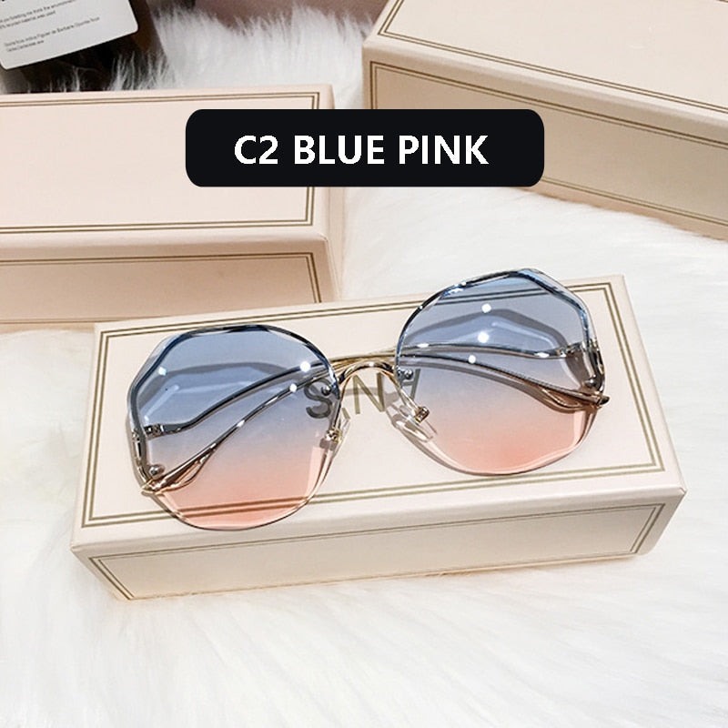 2022 Fashion Gradient Sunglasses Women Brand Design Vintage Pilot  Retro Shades Cutting Lens Gradient Sun Glasses Female UV400