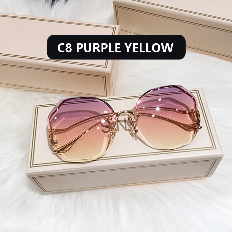 2022 Fashion Gradient Sunglasses Women Brand Design Vintage Pilot  Retro Shades Cutting Lens Gradient Sun Glasses Female UV400