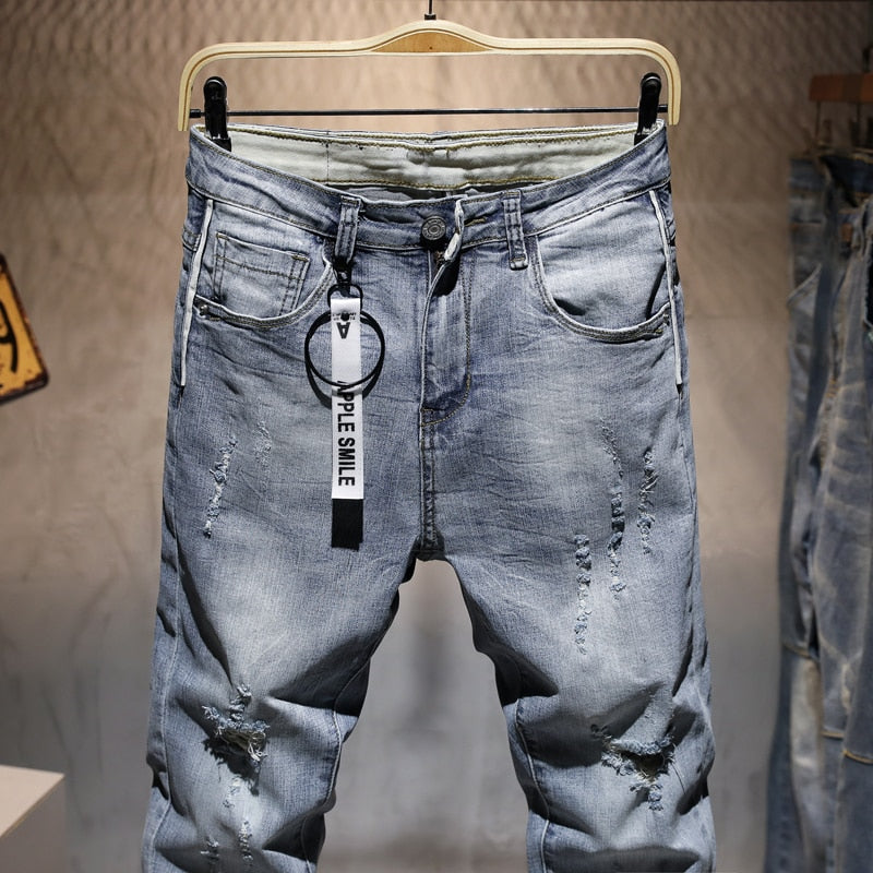 Men New Ripped Denim Casual Skinny jeans Trousers