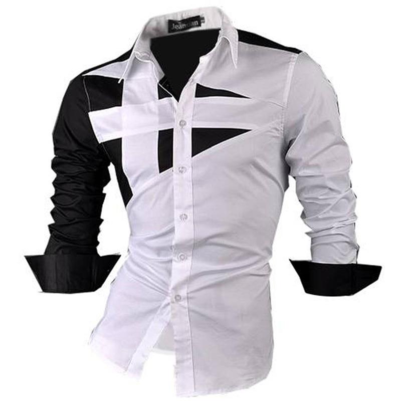 Jeansian Men's Fashion Dress Shirts Casual Long Sleeve Slim Fit Tatoo Stylish Z030