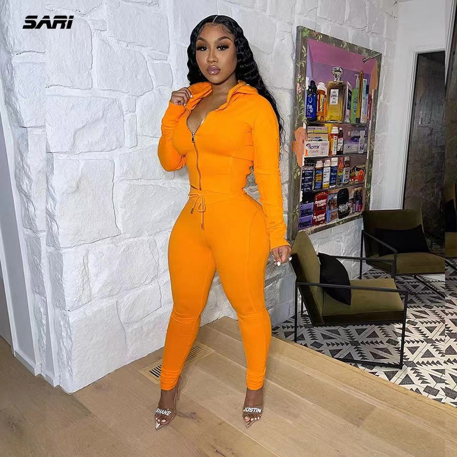 Casual Two Piece Suit 2022 Fall Winter Outfits Long Sleeve Hoodies Tops Sporty Pants Sweatsuits Loungewear Women Matching Sets