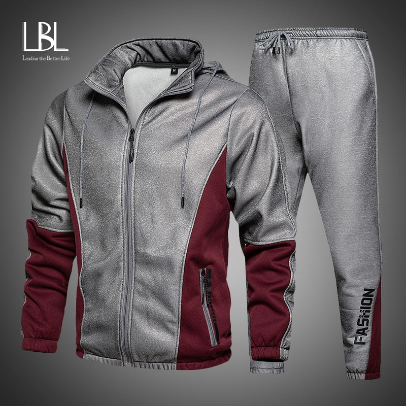 2022 Men's Hip Hop Tracksuit Mens Spring Clothing 2 Pieces Sets Man Streetwear Zipper Jacets And Harem Pants + Sweatshirt Suits