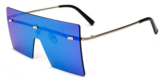 Clear Oversized Square Flat Top Rimless  Sunglasses
