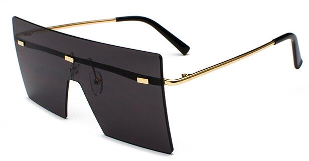 Clear Oversized Square Flat Top Rimless  Sunglasses