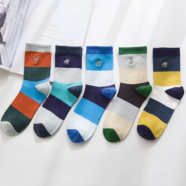 High Quality Fashion Multicolor 5 Pairs Brand PIER POLO Socks