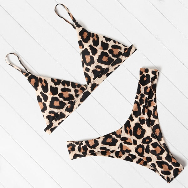 Bikini Micro Women Leopard High Cut Swim Wear Set