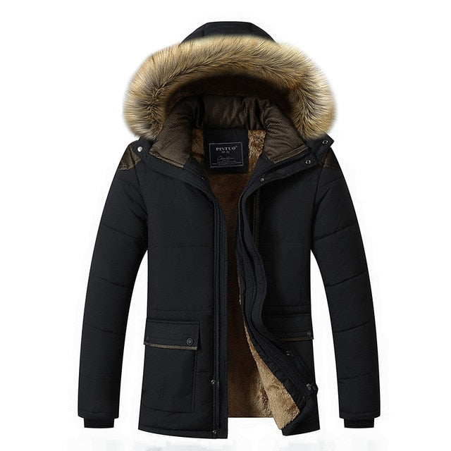 Fur Collar Hooded Men Winter Jacket