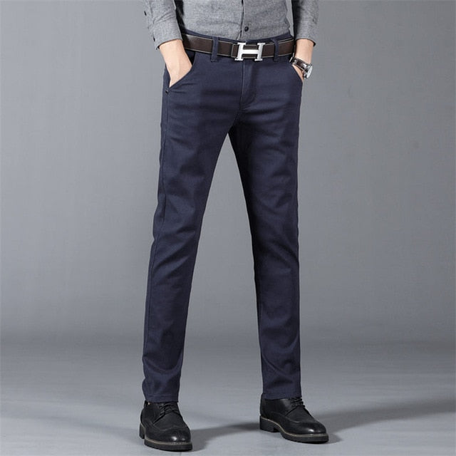 Men Spring Autumn New Business Fashion Comfortable Stretch Cotton Elastic Straight Jean Trousers
