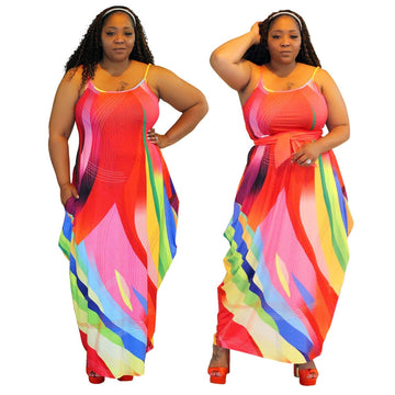 Women Colorful Plus Size Cami Dress