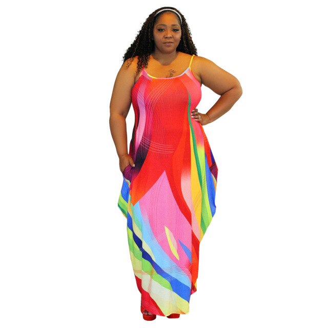 Women Colorful Plus Size Cami Dress