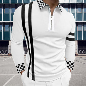 Men Fashion Patchwork Striped Long Sleeve Tops