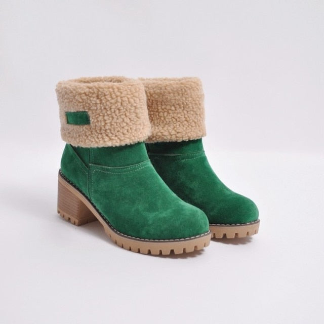 Women Fur Mid Calf Warm Snow Boots