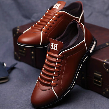Spring Autumn Solid Leather Men Casual Sneakers Shoes