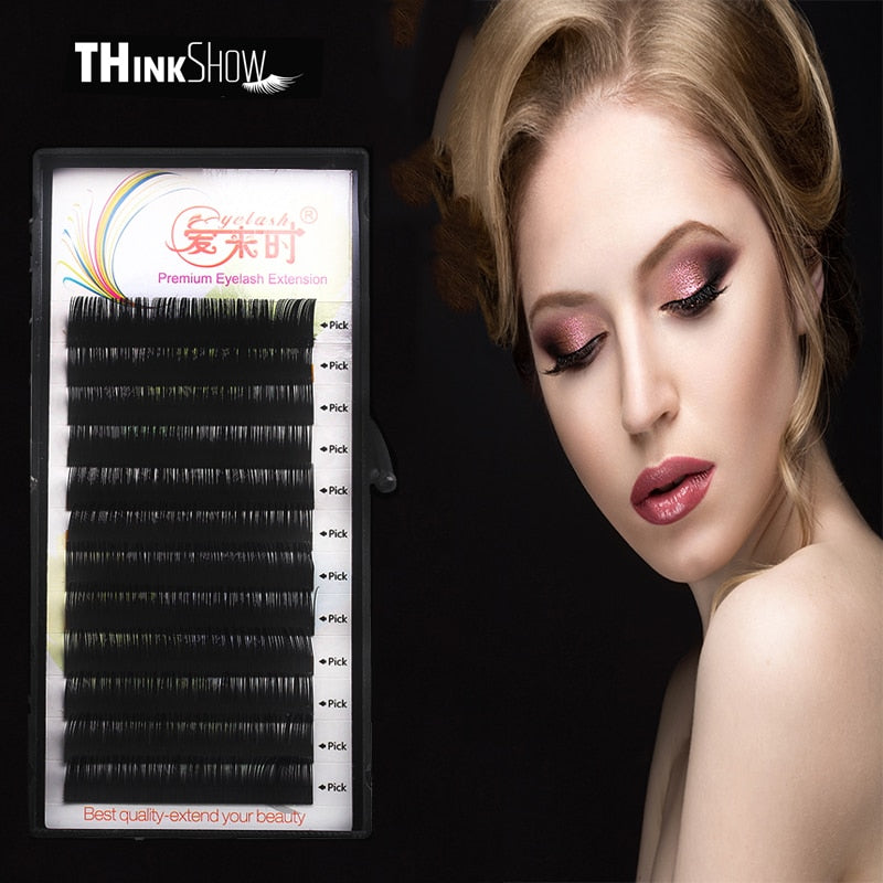Thinkshow Individual Lash 100% Handmade 3D Volume Eyelash Extension Natural Long Korea Silk Mink Individual False Eye lashes