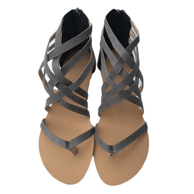 Women Comfort Summer Cross Strap Flat Sandals
