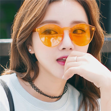 New Fashion Rimless Vintage Round Mirror Sunglasses Women Luxury Brand Original Design Sun Glasses Men/women