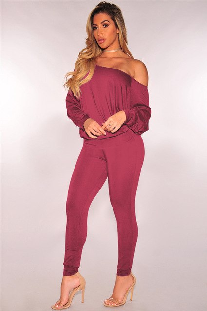 Womens Two Piece Sets 2018 Female spring Suit Off Shoulder Sexy Two Piece Set Top And Pants Fashion Plus Size Women Clothing