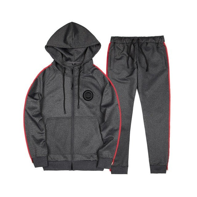 Autumn Men Set 2018 Sportswear Suit Hooded Sweatshirt Tracksuit Men's Casual Solid Zipper Outwear 2PC Hoodies + Pants Sets Male