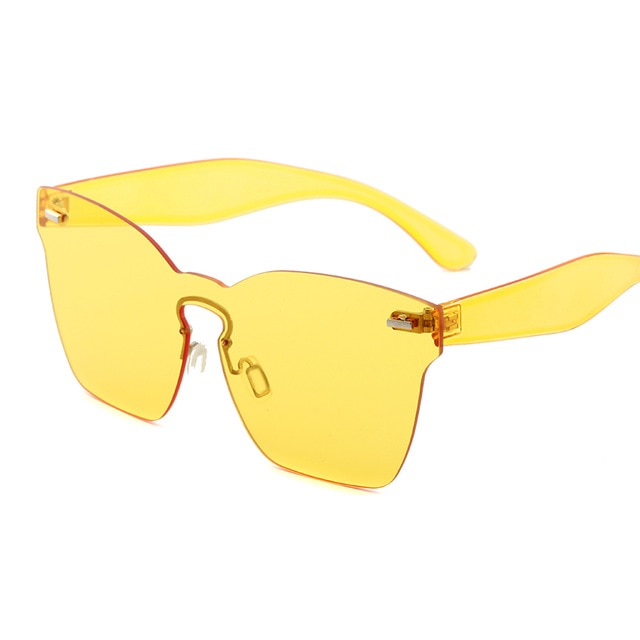 cute sexy yellow rimless sunglasses women 2018 brand designer retro oversized square big frame ladies shades oculos de sol uv400