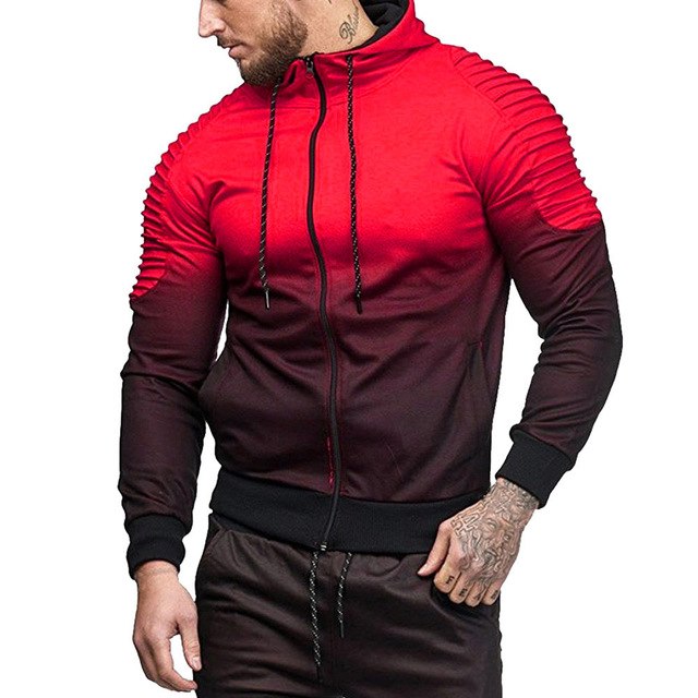 FeiTong Men Tracksuit Set Autumn Winter Stripe Gradient Color Sweatshirt and Pants Survetement Homme Track Sweat Suits